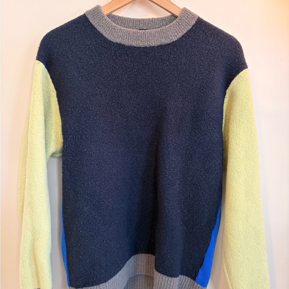 Colorblock Sweater with Gray, Yellow, and Blue
